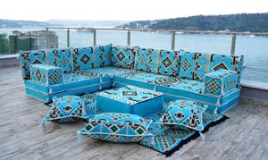 8'' Thickness L Sofa Set, Modular Design Floor Cushion, Garden Sofa Set, Indoor Sofa Set, Arabic Sofa