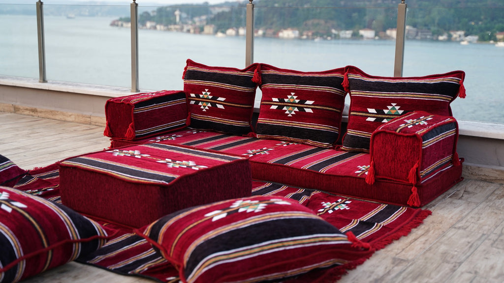 Arabic Floor Seating Sofa Red Set Cushions Turkish Jalsa Arabic