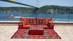Floor Sofa Set, Ethnic Sofa, Arabic Jalsa, Moroccan Sofa with Ottoman Couch and Rug, Sectional Sofa with Ottoman, Sofa Covers