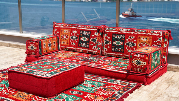 Floor Sofa Set, Ethnic Sofa, Arabic Jalsa, Moroccan Sofa with Ottoman Couch and Rug, Sectional Sofa with Ottoman, Sofa Covers