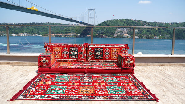 Floor Sofa Set, Ethnic Sofa, Arabic Jalsa, Moroccan Sofa with Ottoman Couch and Rug, Sectional Sofa with Ottoman, Sofa Covers