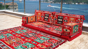 Floor Sofa Set, Ethnic Sofa, Arabic Jalsa, Moroccan Sofa with Ottoman Couch and Rug, Sectional Sofa with Ottoman, Sofa Covers