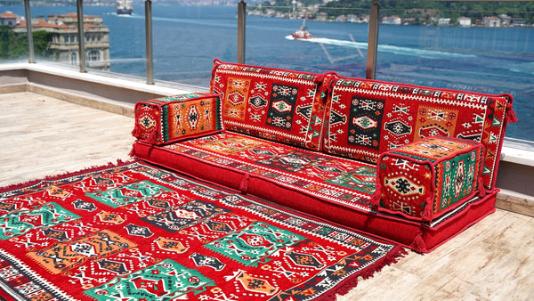 Floor Sofa Set, Ethnic Sofa, Arabic Jalsa, Moroccan Sofa with Ottoman Couch and Rug, Sectional Sofa with Ottoman, Sofa Covers