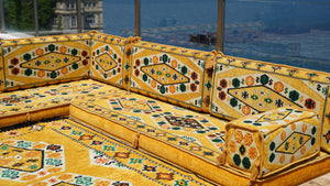 Yellow L Shaped Arabic Seating, Handmade Floor Couches, Sectional Sofas, Turkish Floor Sofas