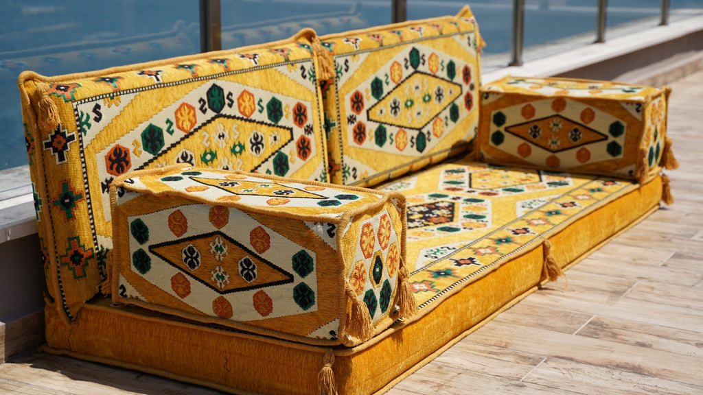 Ethnic Anatolian Floor Seating Sofa, Floor Cushions, Arabic Sofa