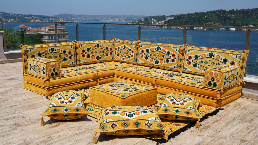 8'' Thickness L Sofa Set, Corner Floor Couch, Interior Design, Moroccan Home Decor, Floor Cushions
