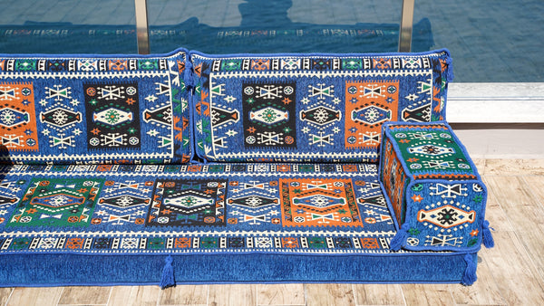 Royal Blue Single Floor Cushions, Modern Arabic Majlis Set, Floor Sofa Set, Single Sofa Sets, Arabic Jalsa