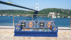 Royal Blue Single Floor Cushions, Modern Arabic Majlis Set, Floor Sofa Set, Single Sofa Sets, Arabic Jalsa