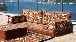 Moroccan Floor Seating Set, Arabic Majlis, Arabic Floor Sofa with Ottoman Couch and Rug, Oriental Cushion, Moroccan Cushion, Ethnic Floor Cushion