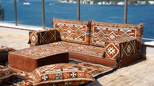 Moroccan Floor Seating Set, Arabic Majlis, Arabic Floor Sofa with Ottoman Couch and Rug, Oriental Cushion, Moroccan Cushion, Ethnic Floor Cushion