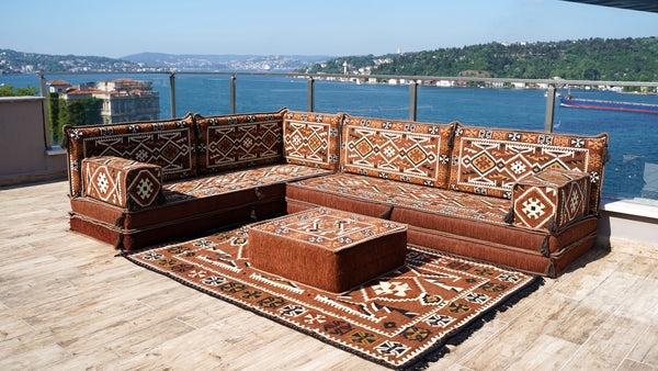 8'' Thickness L Sofa Set, Floor Seating Set, Pallet Cushion Set, Modular Design Floor Cushion