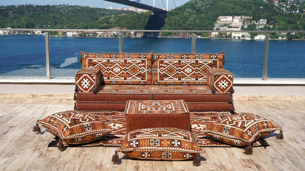 8'' Thickness Sofa Set, Traditional Turkish, Arabic Floor Couch, Reading Loveseats, 8" Thickness Moroccan Floor Seating Set