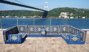 Royal Blue Traditional Floor Cushions, U Shaped Maroon Sectional Sofas, Arabic Floor Sofa Set, Pallet Sofa