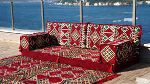Arabic Seating Sofa with Ottoman Couch and Rug, New Design Oriental Couch, Arabic Majlis, Bench Cushions, Bohemian Floor Cushion