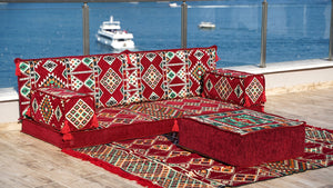 Arabic Seating Sofa with Ottoman Couch and Rug, New Design Oriental Couch, Arabic Majlis, Bench Cushions, Bohemian Floor Cushion