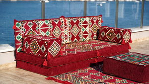 8'' Thickness Sofa Set, Red Window Seat, Floor Couch, Reading Sofa Pillow, Meditation Yoga Loveseat