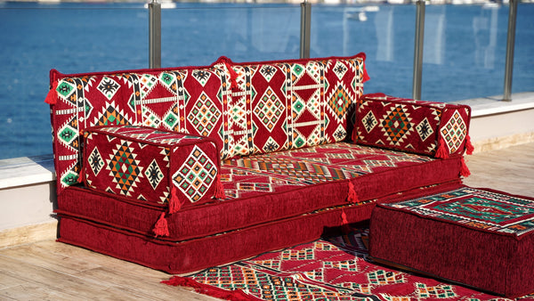 8'' Thickness Sofa Set, Red Window Seat, Floor Couch, Reading Sofa Pillow, Meditation Yoga Loveseat