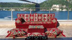 8'' Thickness Sofa Set, Red Window Seat, Floor Couch, Reading Sofa Pillow, Meditation Yoga Loveseat