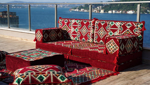 8'' Thickness Sofa Set, Red Window Seat, Floor Couch, Reading Sofa Pillow, Meditation Yoga Loveseat