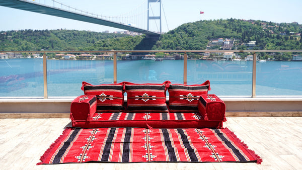 Turkish Floor Sofa, Outdoor Sofa, Sofa Covers, Oriental Sofa with Ottoman Couch and Rug