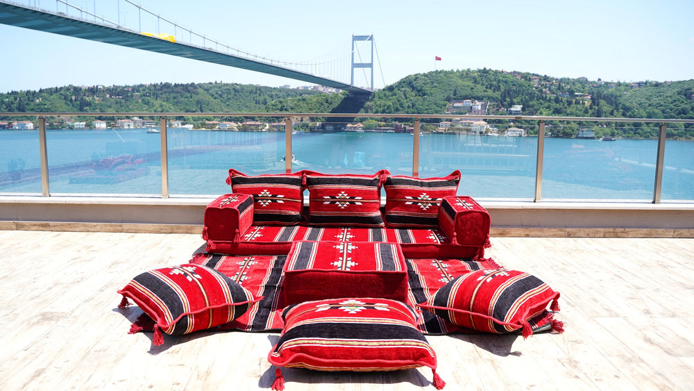 Turkish Floor Sofa, Outdoor Sofa, Sofa Covers, Oriental Sofa with Ottoman Couch and Rug