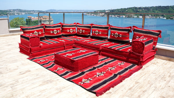 8'' Thickness L Sofa Set, Sectional Sofas, Corner Arabic Sofa Set, Pallet Sofa, Arabic Majlis, Pouffs, Turkish Floor Seating Set