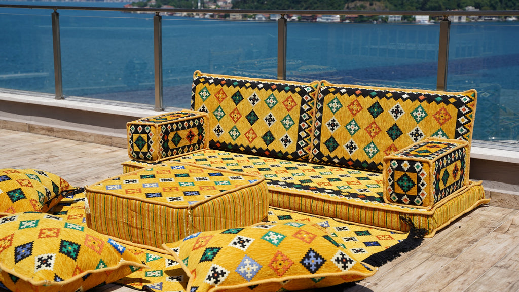 Yellow Arabic Floor Sofa Can