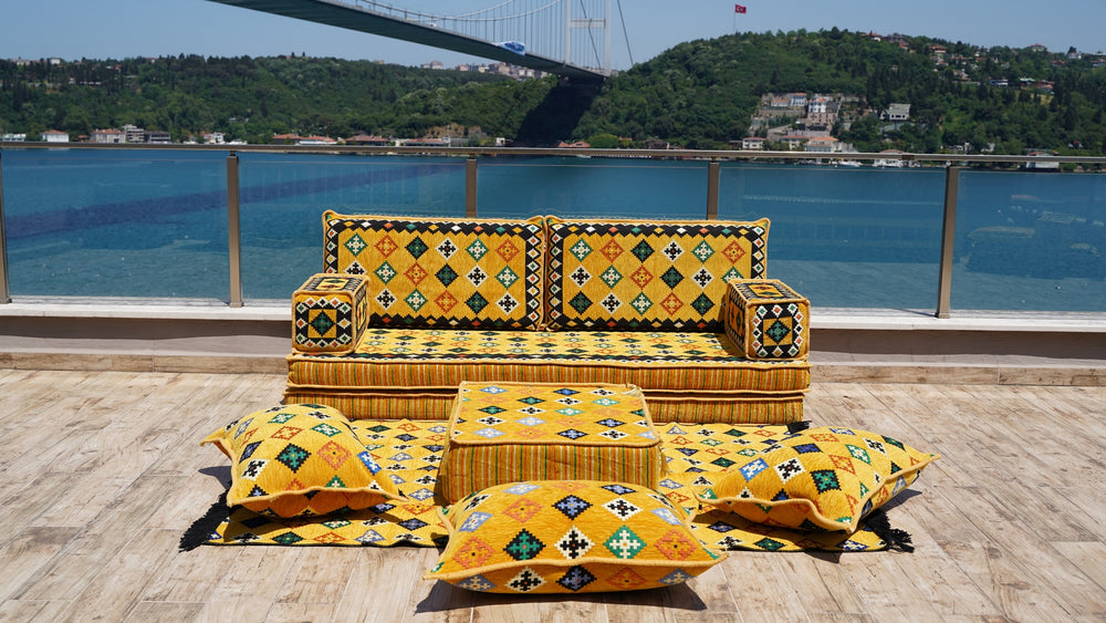 8'' Thickness Sofa Set, Oriental Cushions, Arabic Majlis, Reading Loveseat, Moroccan Floor Seating Set
