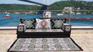 8'' Thickness Sofa Set, Gray Floor Seating, Arabic Sofa, Moroccan Sofa, Garden Sofa Set, Bench Pillow Set, Turkish Sofa, Moroccan Livingroom