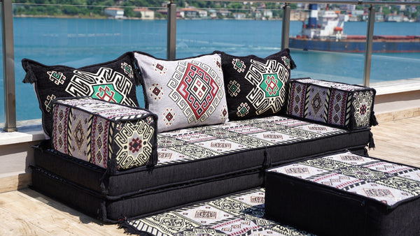8'' Thickness Sofa Set, Gray Floor Seating, Arabic Sofa, Moroccan Sofa, Garden Sofa Set, Bench Pillow Set, Turkish Sofa, Moroccan Livingroom