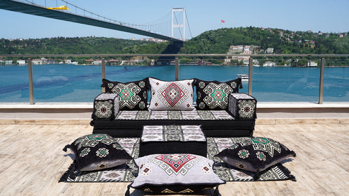 8'' Thickness Sofa Set, Gray Floor Seating, Arabic Sofa, Moroccan Sofa, Garden Sofa Set, Bench Pillow Set, Turkish Sofa, Moroccan Livingroom