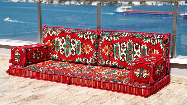 Authentic Living Room Sofas, Floor Sofa Set, Ethnic Sofa with Ottoman Couch and Rug, Arabic Jalsa, Moroccan Sofa, Sofa Covers