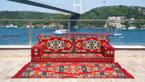 Authentic Living Room Sofas, Floor Sofa Set, Ethnic Sofa with Ottoman Couch and Rug, Arabic Jalsa, Moroccan Sofa, Sofa Covers