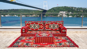 Authentic Living Room Sofas, Floor Sofa Set, Ethnic Sofa with Ottoman Couch and Rug, Arabic Jalsa, Moroccan Sofa, Sofa Covers