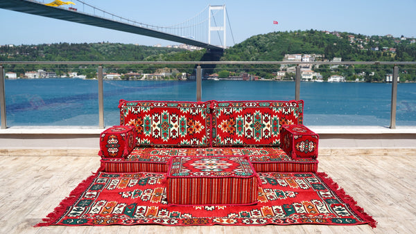 Authentic Living Room Sofas, Floor Sofa Set, Ethnic Sofa with Ottoman Couch and Rug, Arabic Jalsa, Moroccan Sofa, Sofa Covers