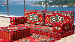 Authentic Living Room Sofas, Floor Sofa Set, Ethnic Sofa with Ottoman Couch and Rug, Arabic Jalsa, Moroccan Sofa, Sofa Covers