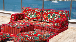 Authentic Living Room Sofas, Floor Sofa Set, Ethnic Sofa with Ottoman Couch and Rug, Arabic Jalsa, Moroccan Sofa, Sofa Covers