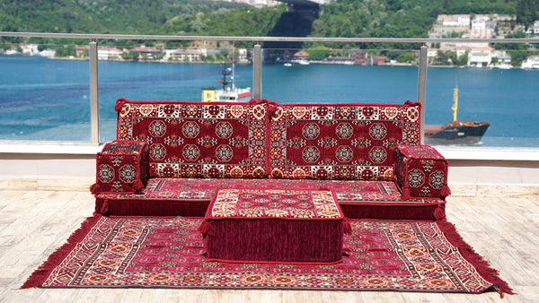 Living Room Sectional Sofas, Ethnic Sofa, Arabic Jalsa, Moroccan Sofa, Sectional Sofa with Ottoman Couch and Rug