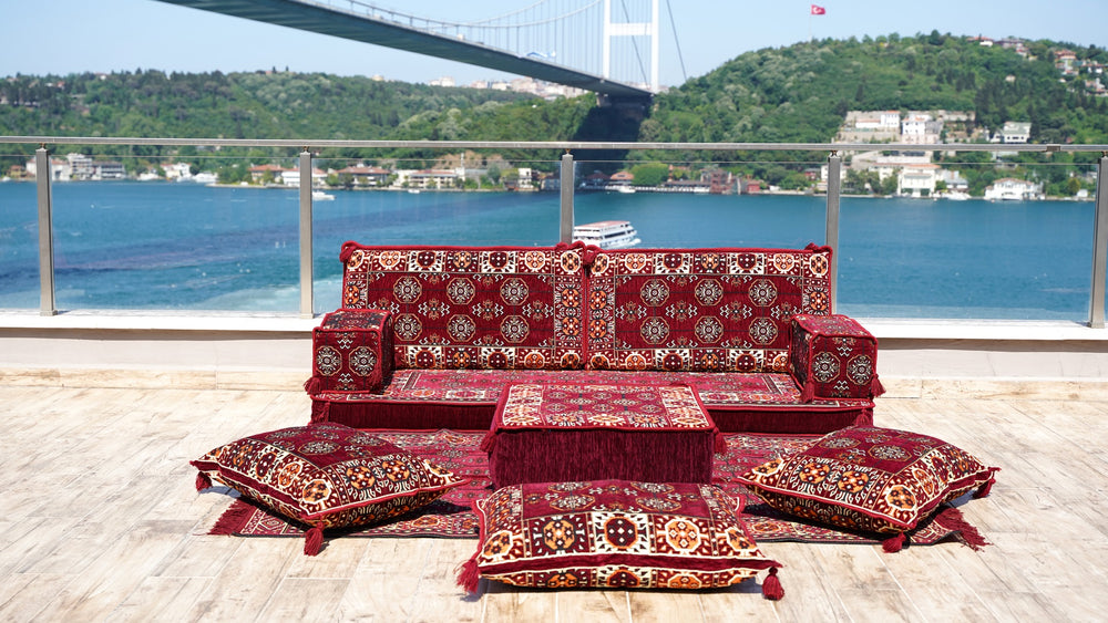 Living Room Sectional Sofas, Ethnic Sofa, Arabic Jalsa, Moroccan Sofa, Sectional Sofa with Ottoman Couch and Rug