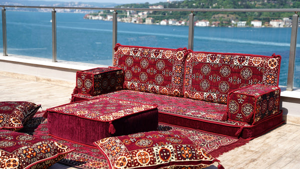 Living Room Sectional Sofas, Ethnic Sofa, Arabic Jalsa, Moroccan Sofa, Sectional Sofa with Ottoman Couch and Rug