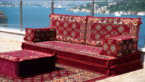 8'' Thickness Sofa Set, Red Authentic Arabic Seating Floor Sofas, Floor Couches, Arabic Majilis, Floor Cushions, Floor Sofas, Loveseats