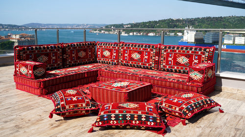 8'' Thickness L Sofa Set, Handmade Livingroom Sofa, Arabic Floor Sofa, Moroccan Livingroom Sofa