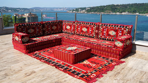 8'' Thickness L Sofa Set, Handmade Livingroom Sofa, Arabic Floor Sofa, Moroccan Livingroom Sofa