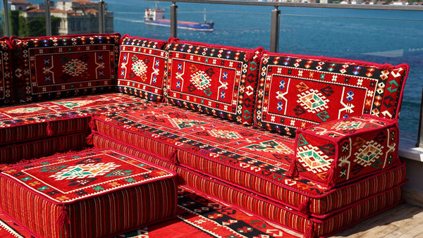 8'' Thickness L Sofa Set, Handmade Livingroom Sofa, Arabic Floor Sofa, Moroccan Livingroom Sofa