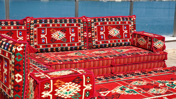8'' Thickness L Sofa Set, Handmade Livingroom Sofa, Arabic Floor Sofa, Moroccan Livingroom Sofa