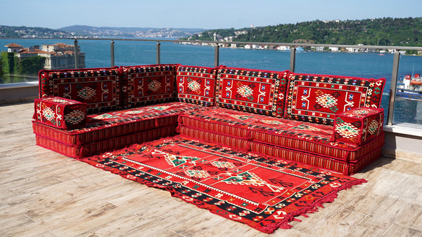 8'' Thickness L Sofa Set, Handmade Livingroom Sofa, Arabic Floor Sofa, Moroccan Livingroom Sofa