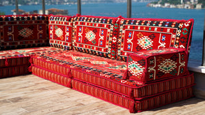 8'' Thickness L Sofa Set, Handmade Livingroom Sofa, Arabic Floor Sofa, Moroccan Livingroom Sofa
