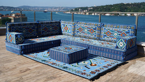 8'' Thickness L Sofa Set, Arabic Sofa Seating, Floor Pillow, Corner Floor Couch, Sectional Sofa Set