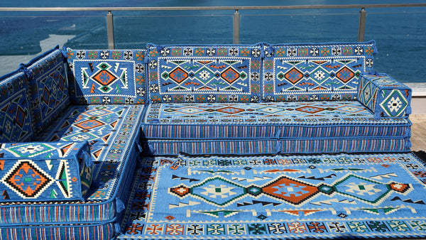 8'' Thickness L Sofa Set, Arabic Sofa Seating, Floor Pillow, Corner Floor Couch, Sectional Sofa Set