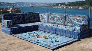 8'' Thickness L Sofa Set, Arabic Sofa Seating, Floor Pillow, Corner Floor Couch, Sectional Sofa Set